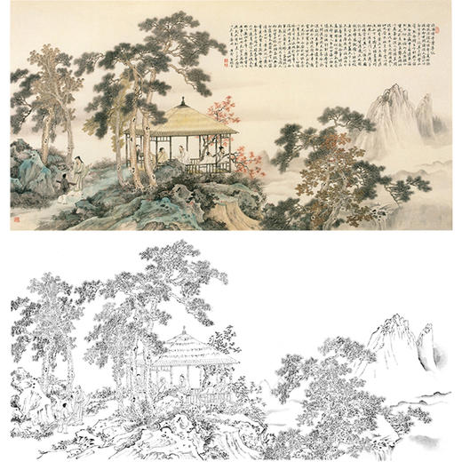 白描底稿-横幅工笔山水人物李子牧-LQ27 商品图0