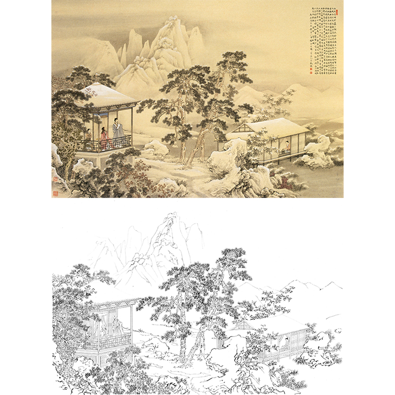 白描底稿-工笔山水小品李子牧-lq32