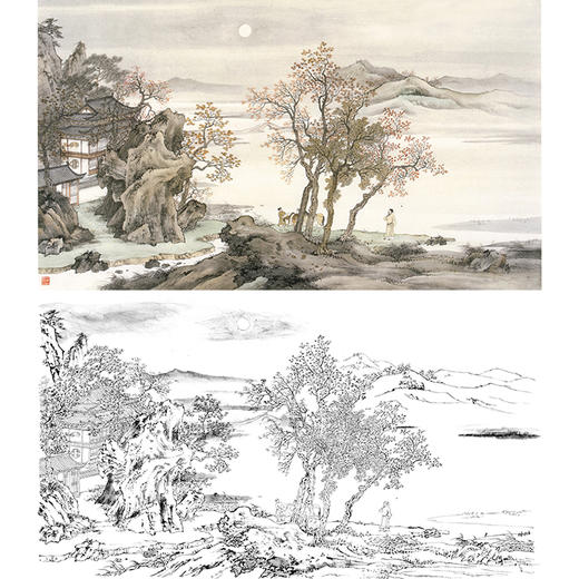白描底稿-横幅工笔山水人物李子牧-LQ28 商品图0