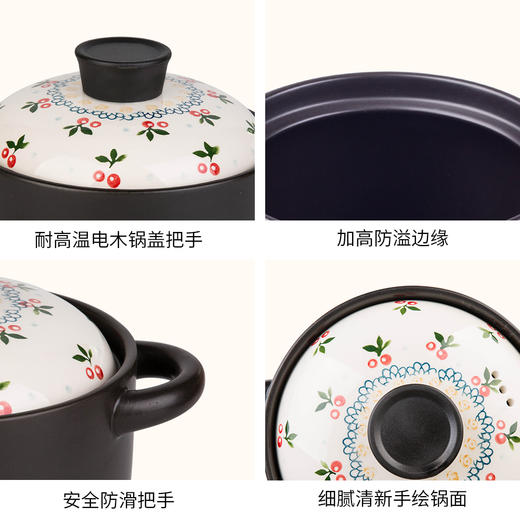 摩登主妇水果砂锅耐高温陶瓷炖锅石锅养生煲3.5L套装家用汤锅1 商品图3