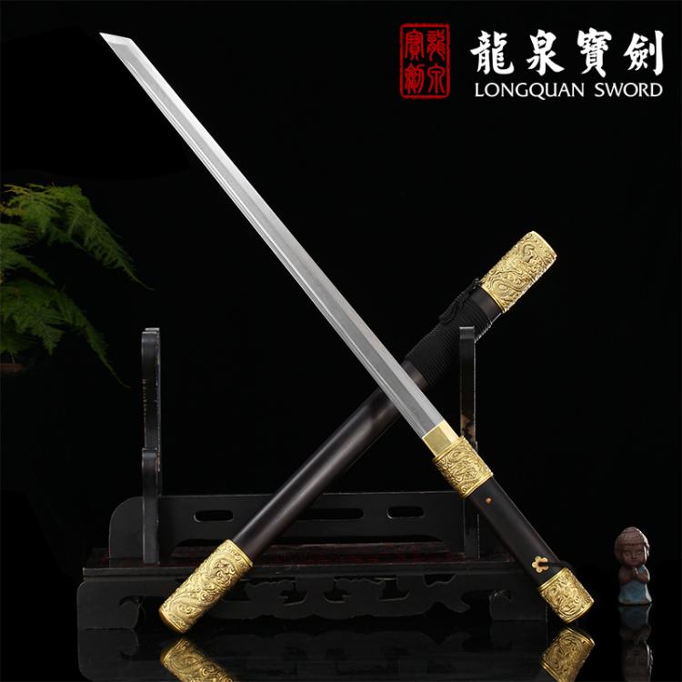 御龙唐刀--2017新品唐刀,黄铜雕龙装具,古制覆土烧刃工艺!