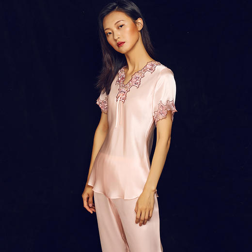喜得宝真丝短袖睡衣套 商品图1