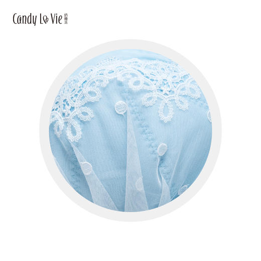 奶糖派 初遇浅蓝色 甜美可爱 少女蕾丝大罩杯文胸 大码内衣舒适 商品图3