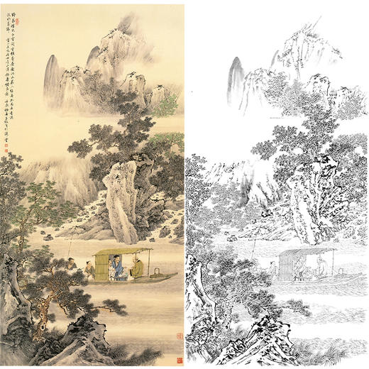 白描底稿-竖幅工笔山水人物李子牧-LQ44 商品图0