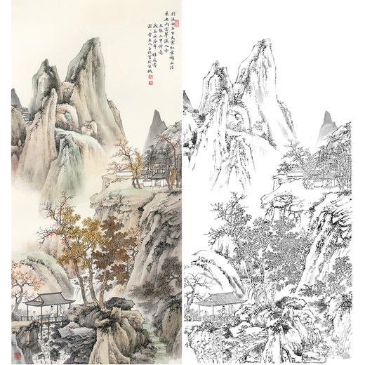 白描底稿-竖幅工笔山水人物李子牧-LQ49 商品图0