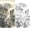 白描底稿-竖幅工笔山水-李子牧-LQ46 商品缩略图0