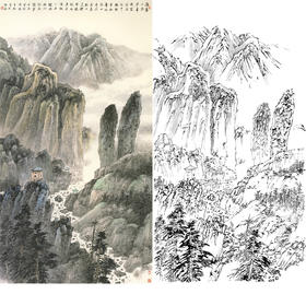 白描底稿-竖幅工笔山水-李子牧-LQ46