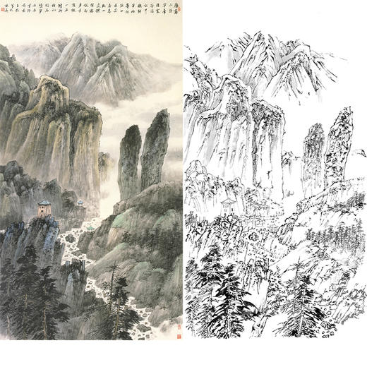 白描底稿-竖幅工笔山水-李子牧-LQ46 商品图0
