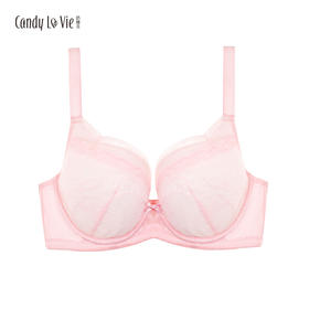 奶糖派 【超值限量款】冰晶粉蕾丝C004 舒适大罩杯内衣 薄棉杯大码文胸女