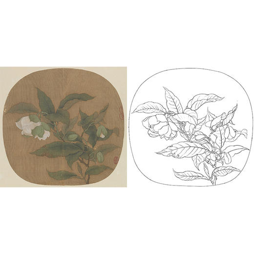 宋画花鸟小品白描底稿-佚名《夜合花图页》-多种白描尺寸可选-GH38 商品图0