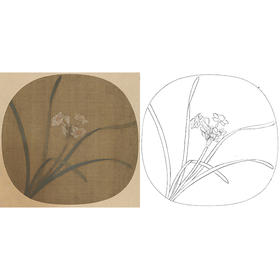 宋画花鸟小品白描底稿-佚名-《水仙图》-多种白描尺寸可选-GH39