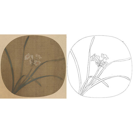 宋画花鸟小品白描底稿-佚名-《水仙图》-多种白描尺寸可选-GH39 商品图0