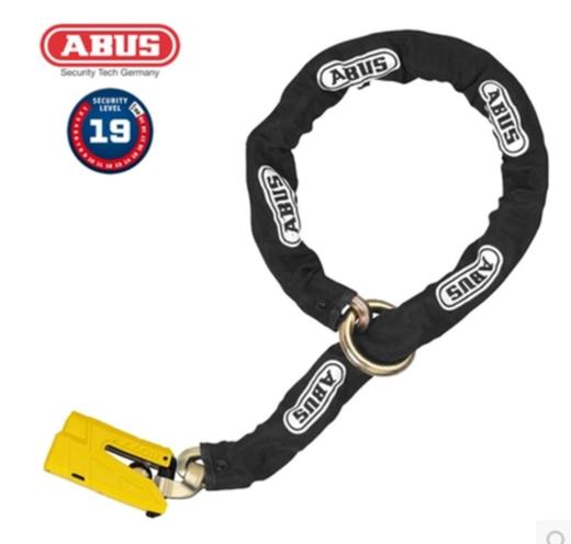 现货 ABUS 德国原装 8077碟刹锁+链条锁12ks 3D报警防盗功能 商品图0