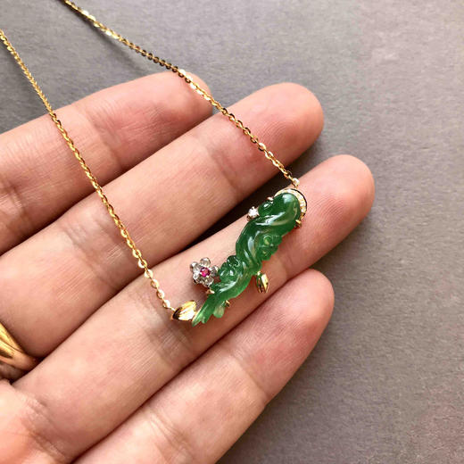 翡翠冰种阳绿一剪梅锁骨链 商品图5