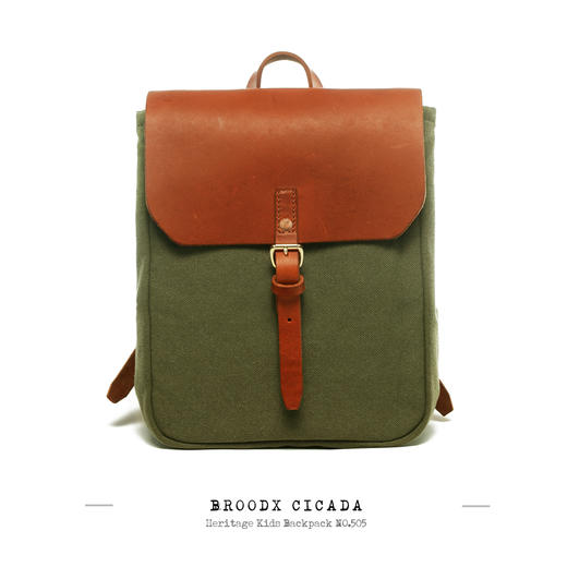 BROODX CICADA复古双肩包儿童背包 帆布包 意大利牛皮 商品图1
