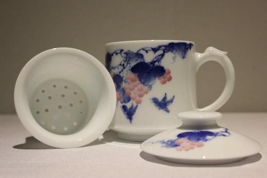 诚德轩 陶瓷茶杯 景德镇瓷器茶具办公杯茶杯五彩果实飘香 商品图2