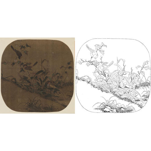 宋画花鸟小品白描底稿-佚名-《群雁图》-多种白描尺寸可选-GH60 商品图0