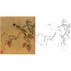 宋画花鸟白描底稿-佚名《蜡嘴荔枝图》-斗方小品册页-GH73 商品缩略图0