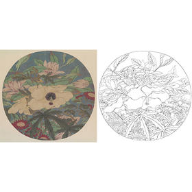 宋画花鸟小品白描底稿-佚名《秋花图》-多种白描尺寸可选 -GH58