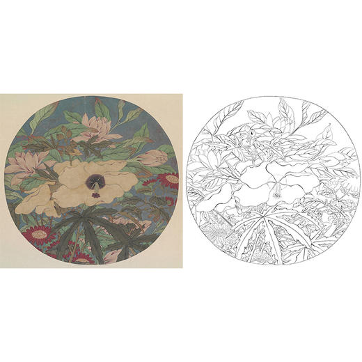 宋画花鸟小品白描底稿-佚名《秋花图》-多种白描尺寸可选 -GH58 商品图0