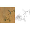 宋画花鸟白描底稿-佚名《琼花翠禽图》-斗方小品册页-GH75 商品缩略图0