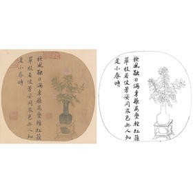 宋画花鸟小品白描底稿-佚名-《胆瓶秋卉-秋菊图》-多种白描尺寸可选 -GH67