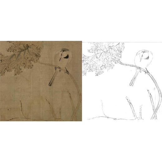 宋画花鸟白描底稿-佚名《鹡鸰荷叶图》-斗方小品册页-GH72 商品图0