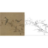 宋画花鸟白描底稿-佚名《霜柏山鸟图》-斗方小品册页-GH43 商品缩略图0