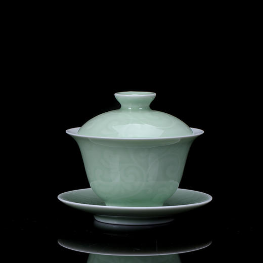 宝瓷林豆青雕刻缠枝纹铃铛杯5头茶具 商品图1