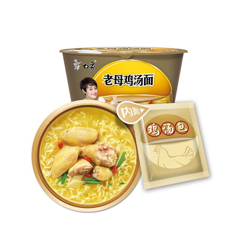 休闲食品白象珍骨汤方便面老母鸡汤面108g桶泡面方便速食 1桶