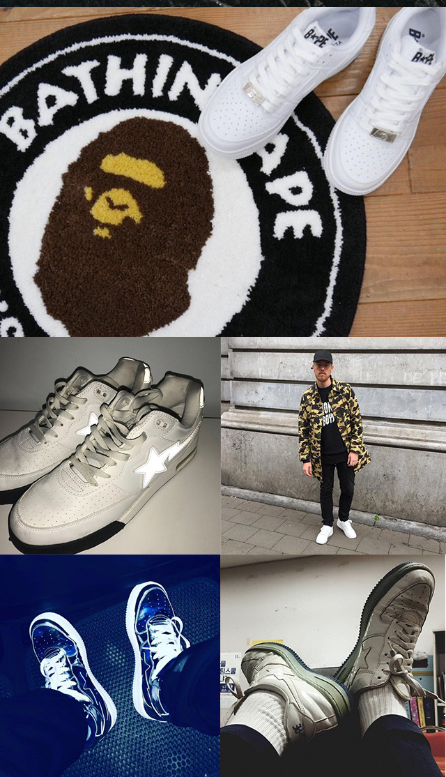 bape经典复刻af1闪电星roadsta流星鞋 黑色夜光