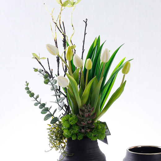花瓶花艺现代简约客厅仿真花装饰花艺客厅几角摆放套装花客厅假花 郁金香花艺整体套装 商品图1