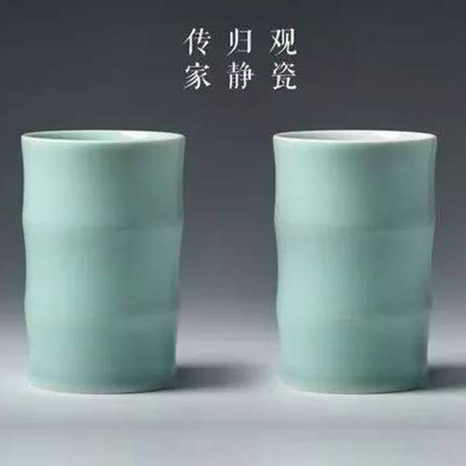 青白瓷竹节对杯   一套两杯  木盒装 商品图0