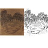 宋画山水白描底稿-斗方小品册页-佚名《柳阴云碓图》-多种白描尺寸可选-GS41 商品缩略图0