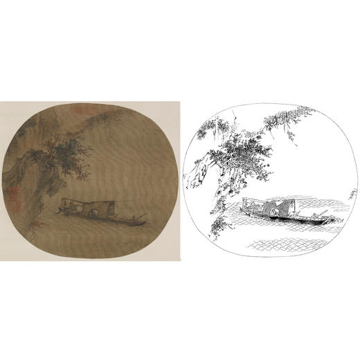 宋画山水人物小品白描底稿-王诜-《东坡赤壁图》-多种白描尺寸可选 -GS01 商品图0