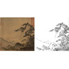 宋画山水白描底稿-斗方小品册页-马麟 《长松山水图》-多种白描尺寸可选-GS15 商品缩略图0