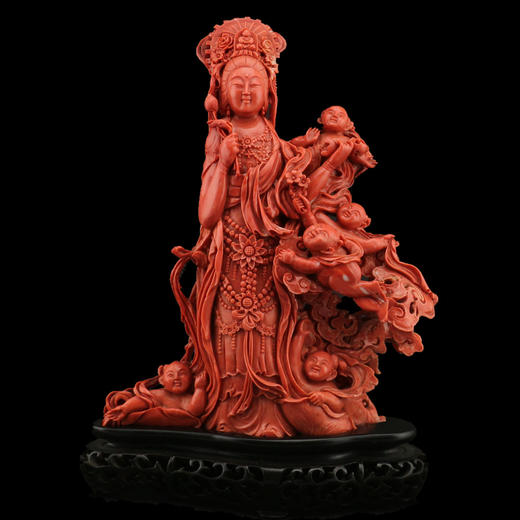 珊瑚观音雕件 商品图0