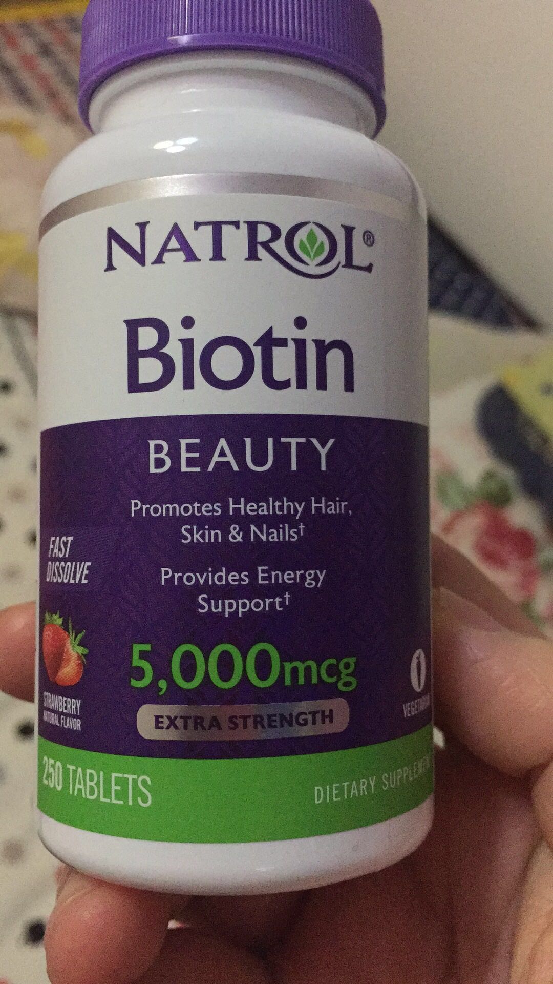 美国直邮 natrol biotin生物素 维生素h养发防脱发5000mcg 250粒