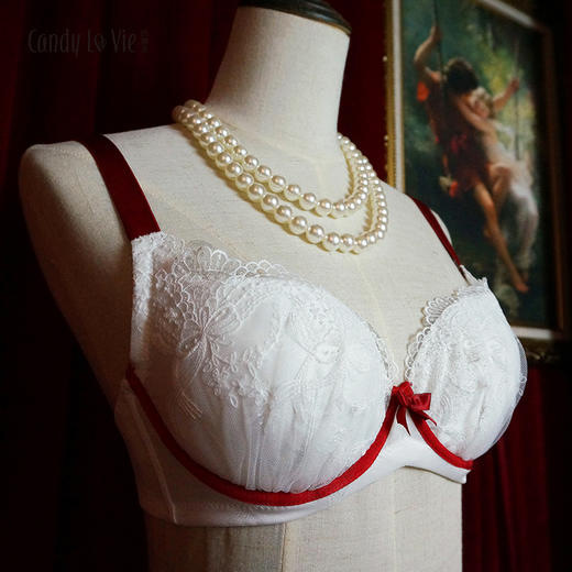 暗恋白撞红刺绣少女文胸   红白 101/121/131/151型 奶糖派Candy La VIE 商品图4