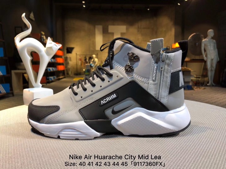 nike air huarache city mid lea 华莱士高帮拉链全磨砂皮休闲潮鞋