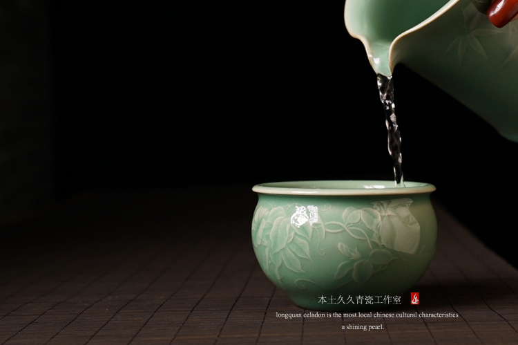 【本土久久】严少英龙泉青瓷功夫茶具茶杯 陶瓷全手工风水缸杯品茗杯