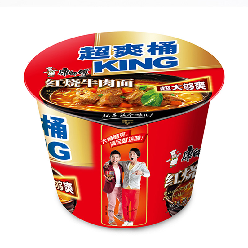 康师傅 超爽桶红烧牛肉面 143g桶 方便面泡面