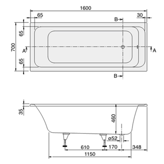 uba167ara2v德国 唯宝architectura 系列 1600x700mm 嵌入浴缸