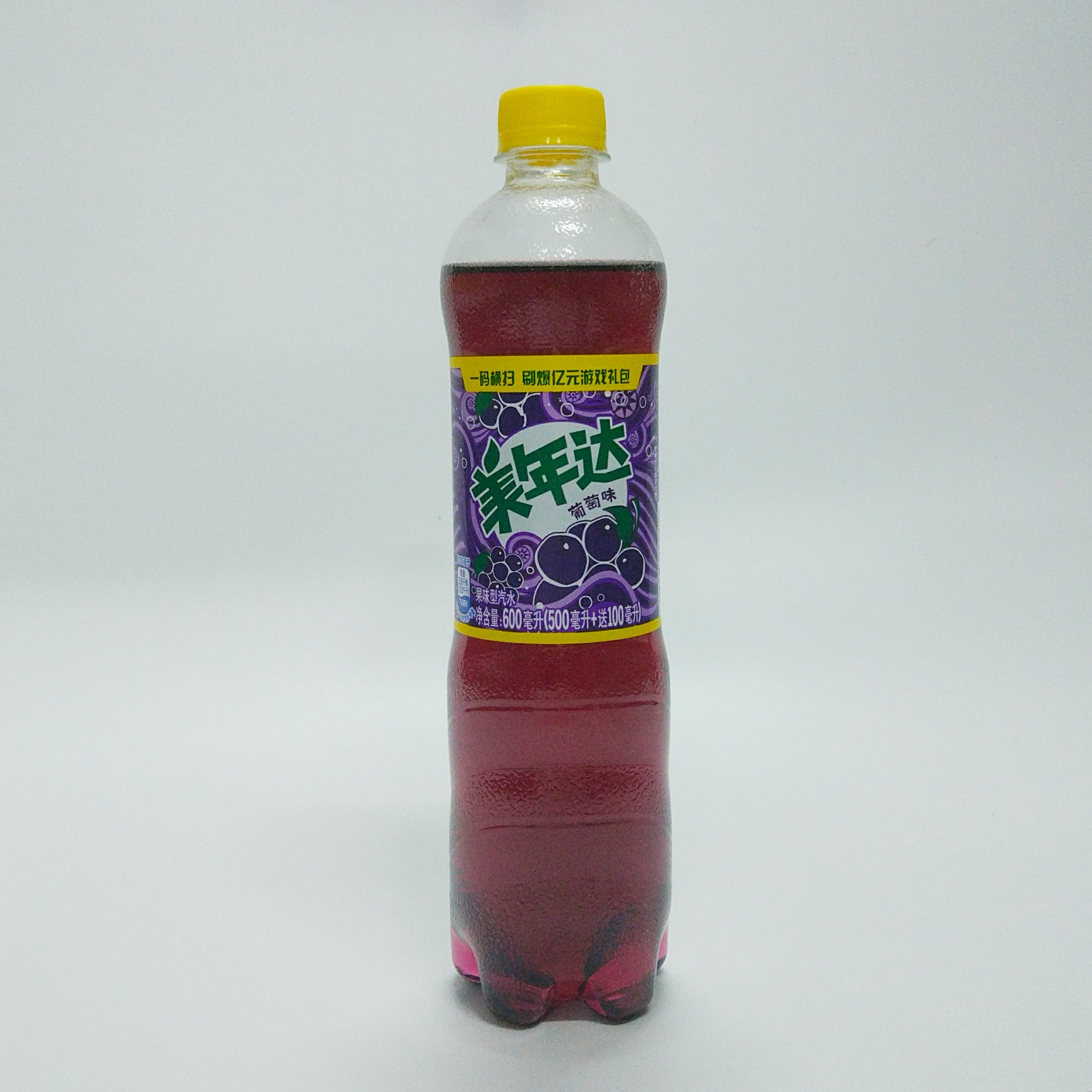 【碳酸饮料】 美年达 葡萄味 600ml(500ml 100ml)