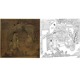 宋画人物小品白描底稿-佚名-人物故事图-斗方小品册页-GD23