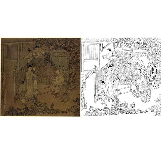 宋画人物小品白描底稿-佚名-人物故事图-斗方小品册页-GD23 商品图0