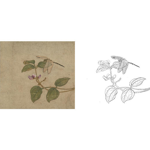宋画草虫小品白描底稿-任仁发（传）-《大豆图》-斗方小品册页-多种白描尺寸可选-GR14 商品图0