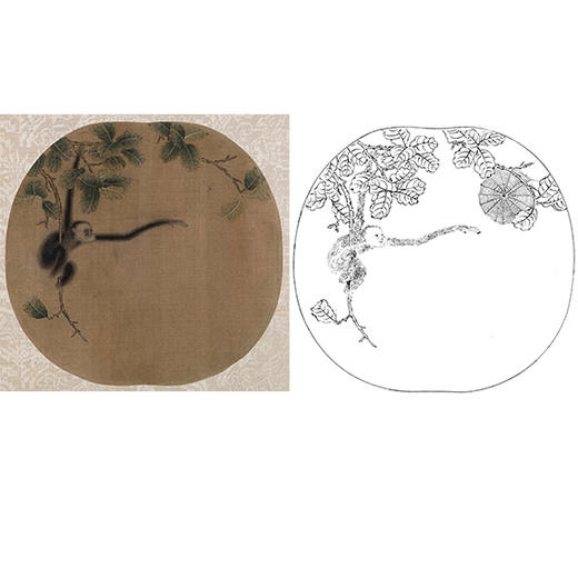 宋画动物小品白描底稿-佚名-《蛛网攫猿图》-多种白描尺寸可选-GR04 商品图0