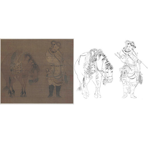 宋画人物小品白描底稿-赵伯骕《骑士猎归图页》-斗方小品册页-多种白描尺寸可选-GD05 商品图0