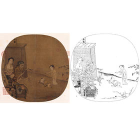 宋画人物小品白描底稿-李嵩-《骷髅幻戏图》-多种白描尺寸可选-GD02